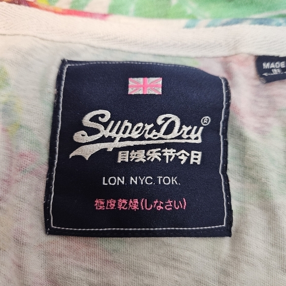 Sold Superdry Vintage Logo Hibiscus All Over Print Racerback Tank Top Size 8 - Picture 11 of 12